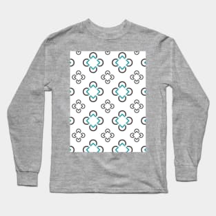 Modern Design White Background Black Blue Diamond Clover Negative Space Simple Print Pattern Mid Mod New School Home Decor Long Sleeve T-Shirt